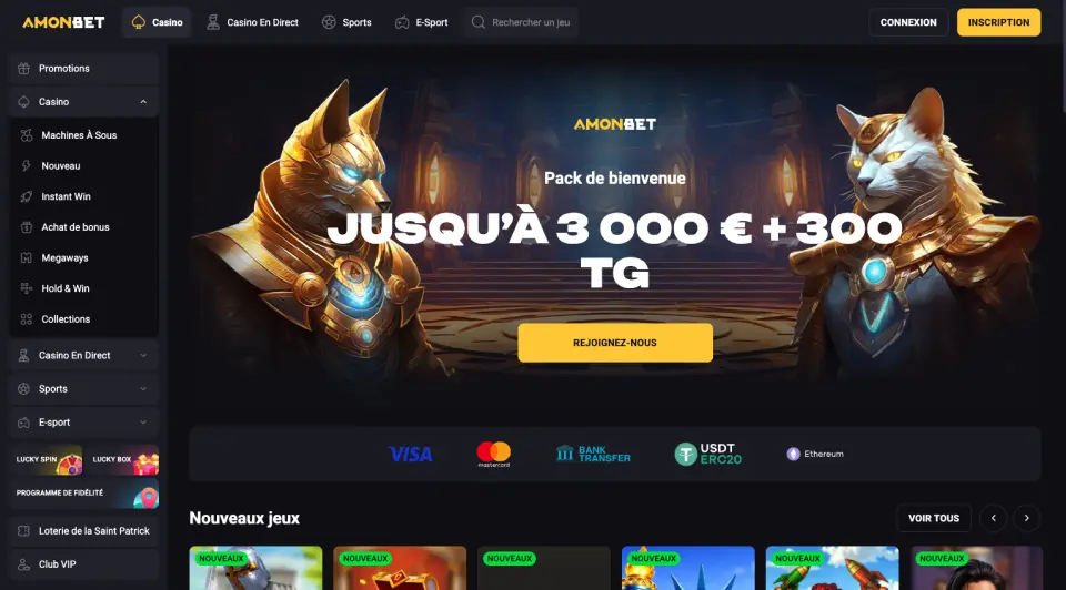 Amon Casino desktop view