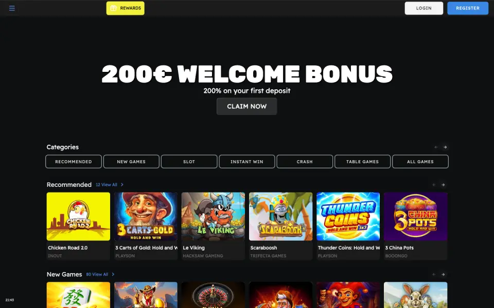 Betzino Casino desktop view