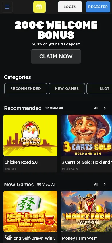 Betzino Casino mobile view