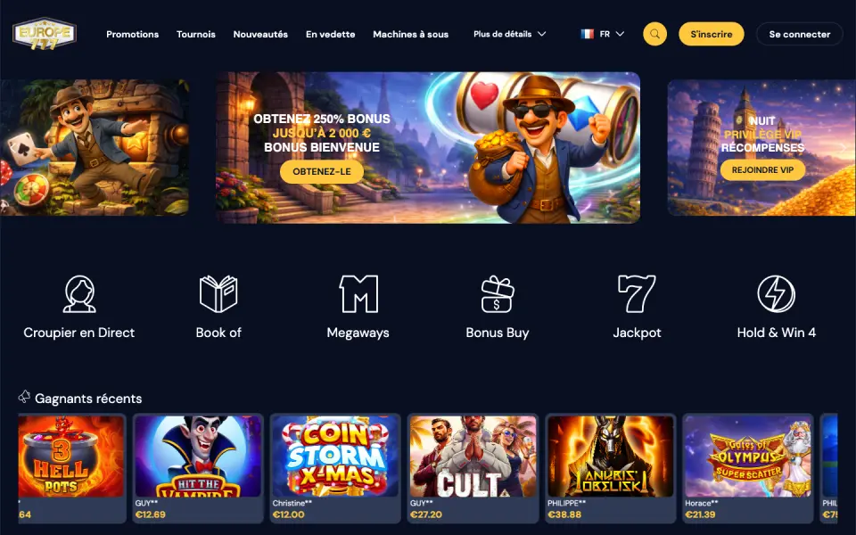 Europe 777 Casino desktop view