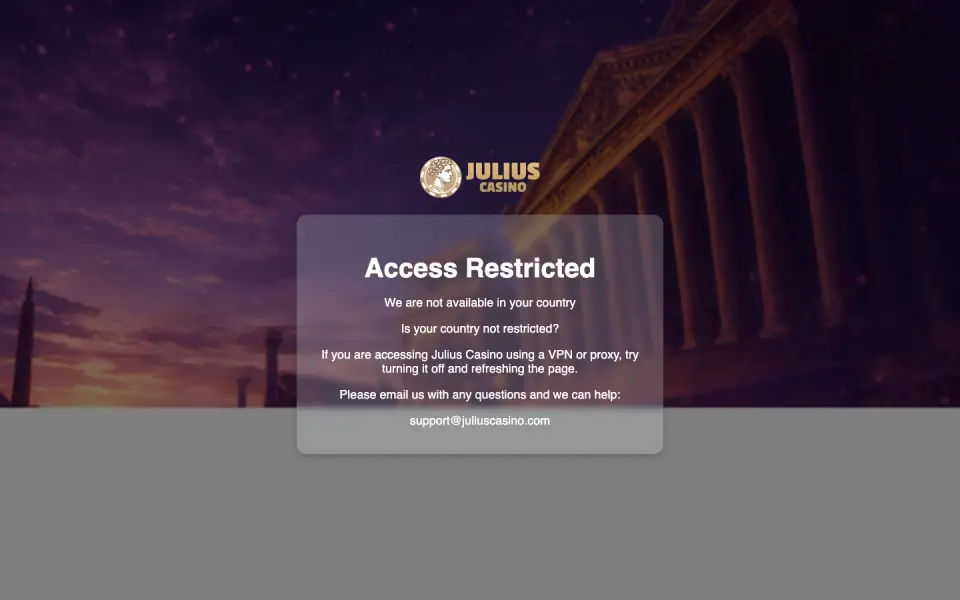 Julius Casino desktop view