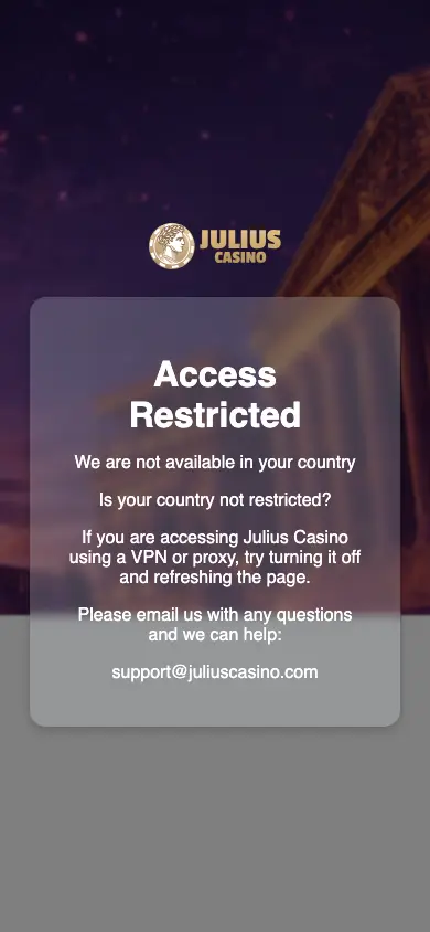 Julius Casino mobile view