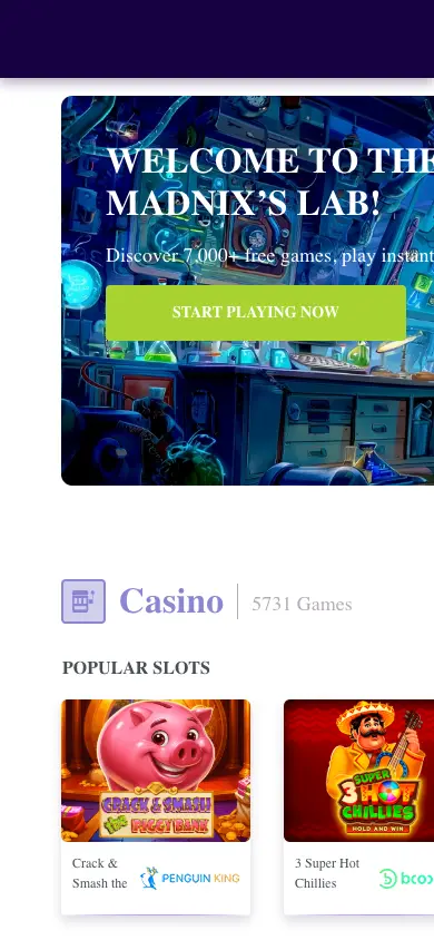 Madnix Casino mobile view