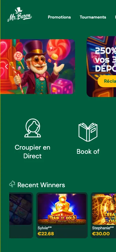 Mr Baron Casino mobile view