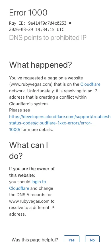 Ruby Vegas Casino mobile view
