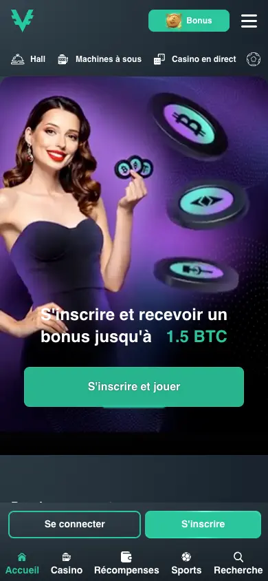 Vave Casino mobile view