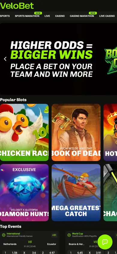 Velobet Casino mobile view