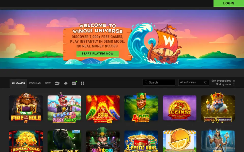 WinOui Casino desktop view